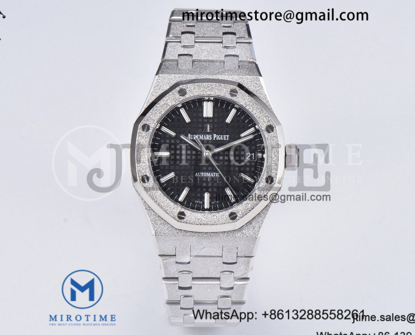 Royal Oak 37mm 15454 Frosted SS APSF 1:1 Best Edition Black Textured Dial on Frosted SS Bracelet SA3120 Super Clone