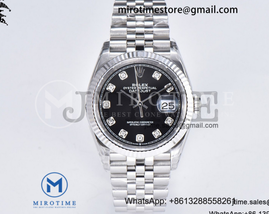 DateJust 36 SS 126234 VSF 1:1 Best Edition 904L Steel Black Diamonds Dial on Jubilee Bracelet VS3235