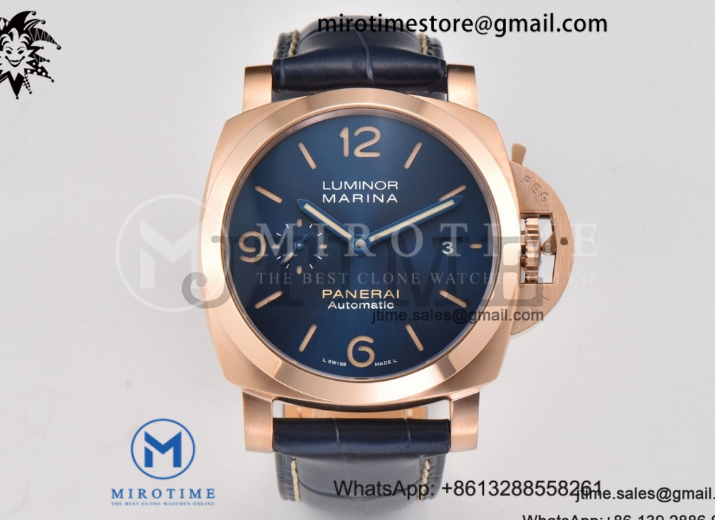 PAM1114 VSF 1:1Best Edition Blue Dial on Blue Leather Strap Super CloneP9010