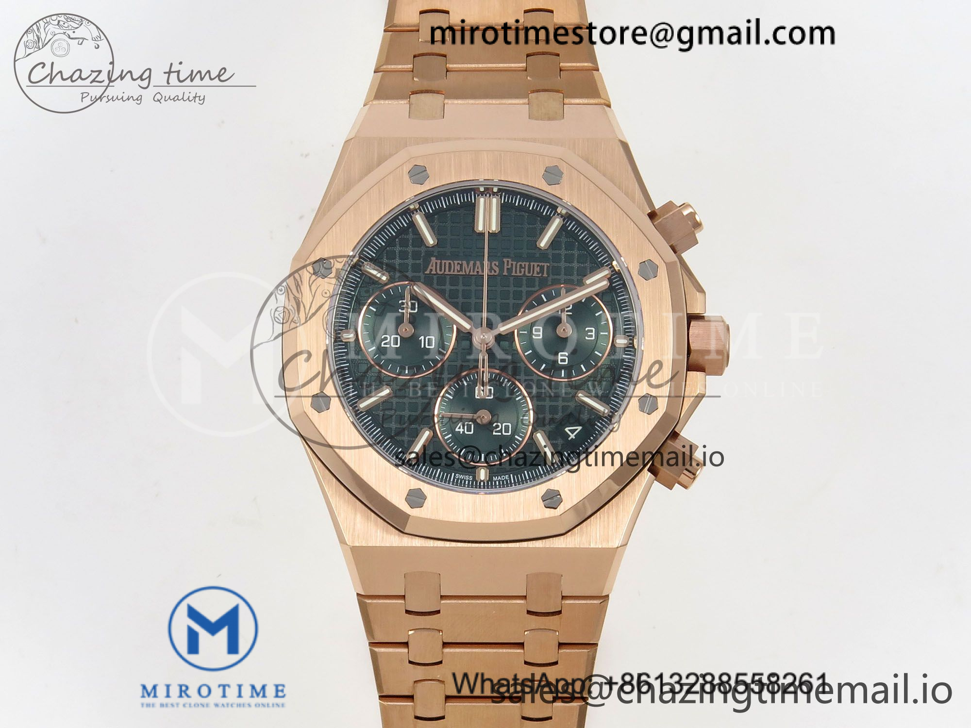 Royal Oak Chrono 26240 RG DDF 1:1 Best Edition Green Dial on RG Bracelet DD4401 Super Clone Gain Weight (SW Dial)