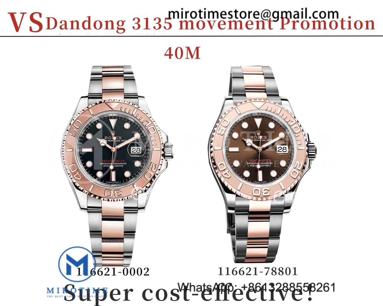 Yacht-Master 116621 904L RG VSF 1:1 Best Edition Brown/Black Dial on RG Bracelet DD3135