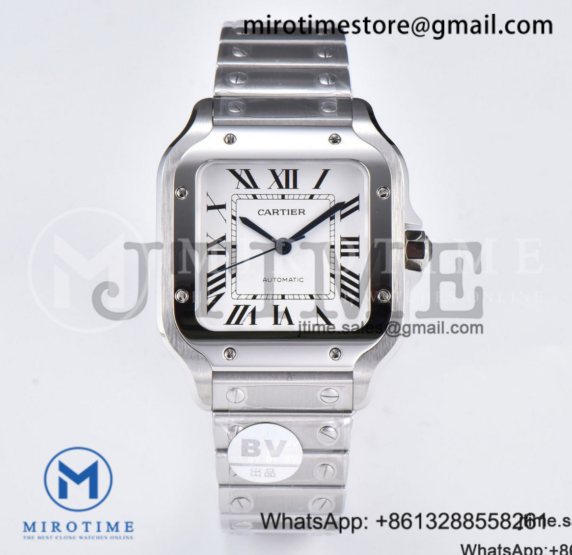 Santos de Cartier 35mm SS BVF 1:1 Best Edition White Dial on SS Bracelet MIYOTA 9015