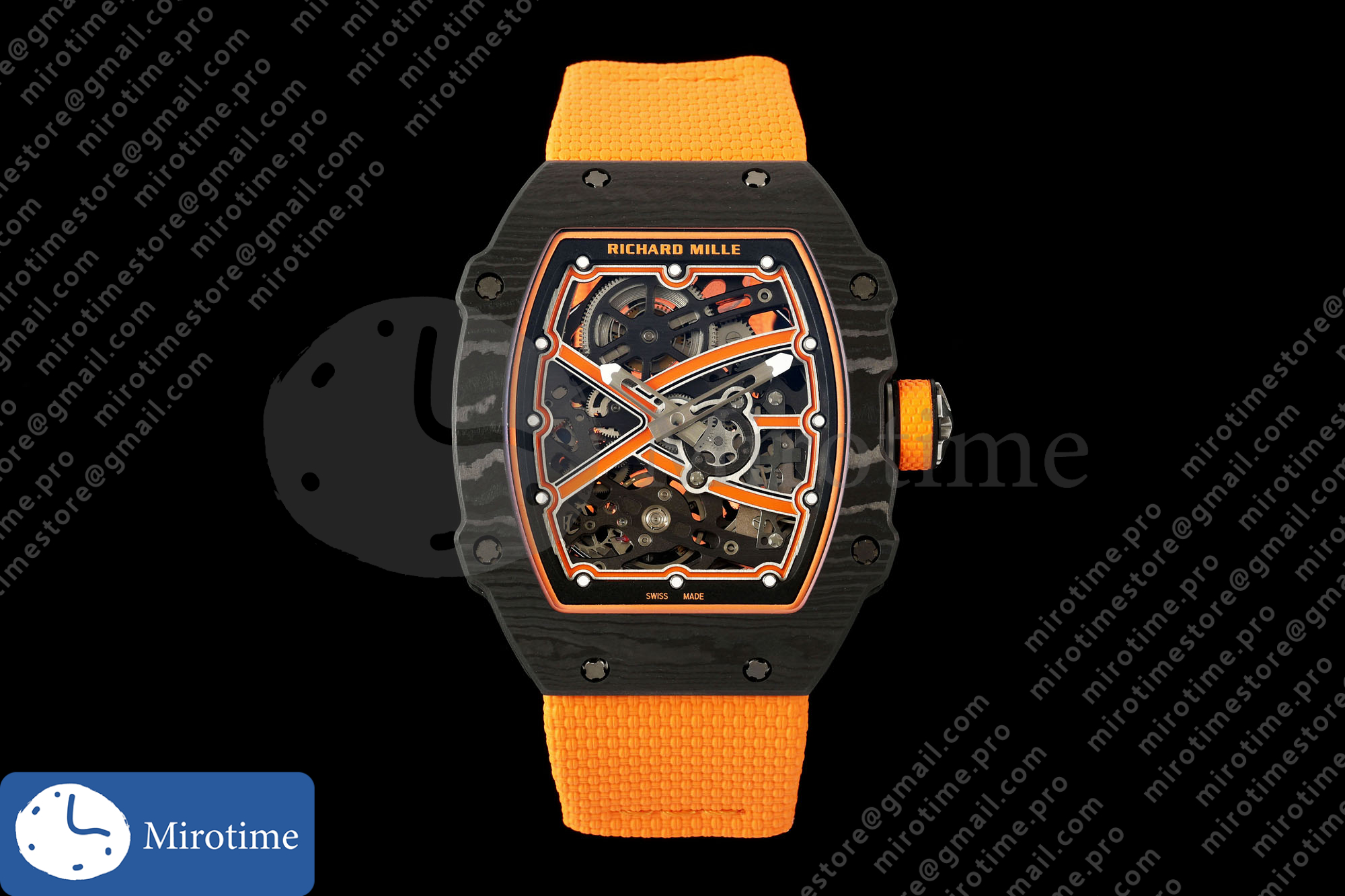 Umi Maker’s RM67-02 Black NTPT McLaren Orange Skeleton Dial on Nylon strap CRMA7 Clone V2