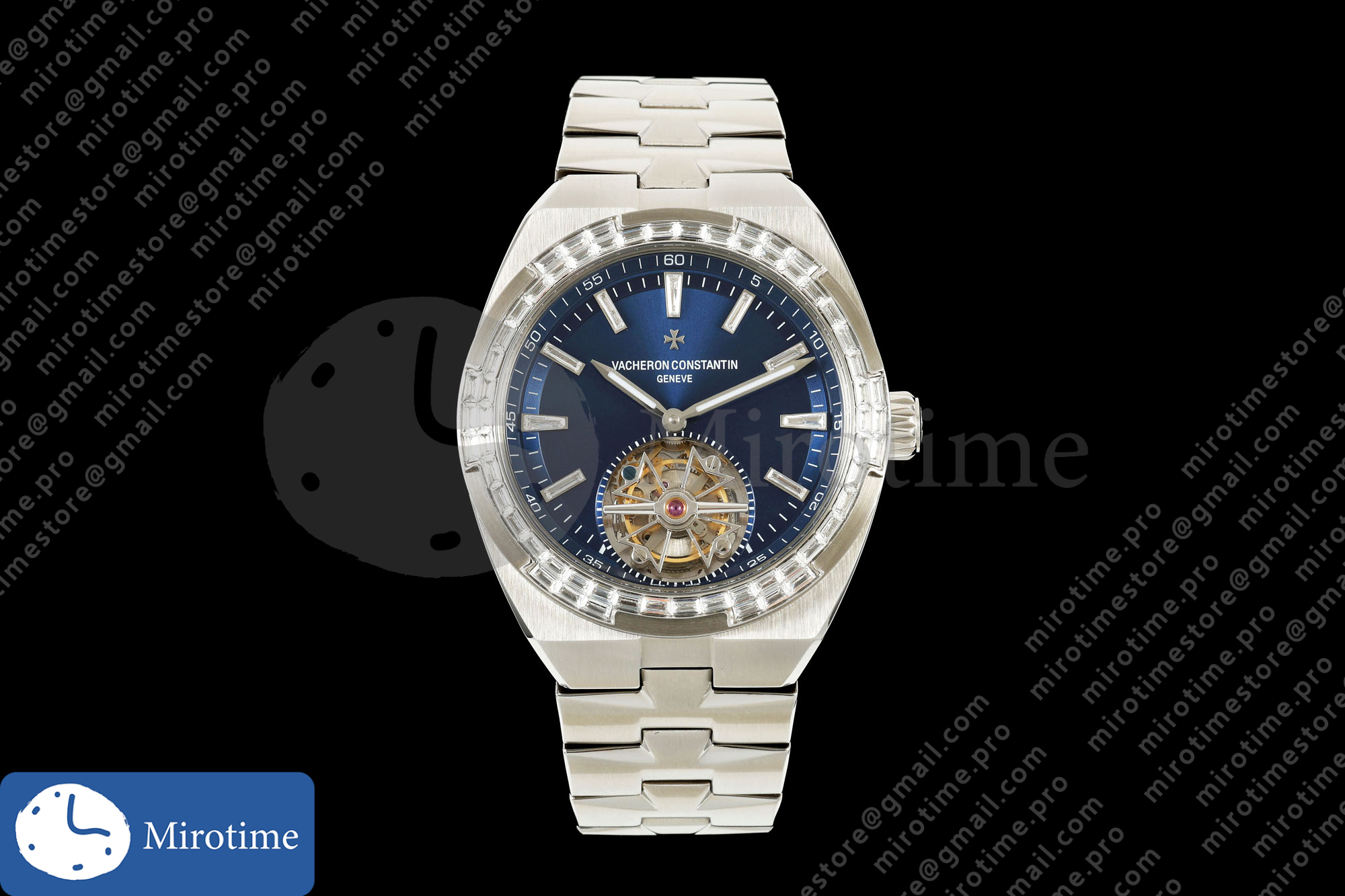 Overseas Tourbillon SS ANTF Best Edition Blue Dial Diamonds Bezel on SS Bracelet