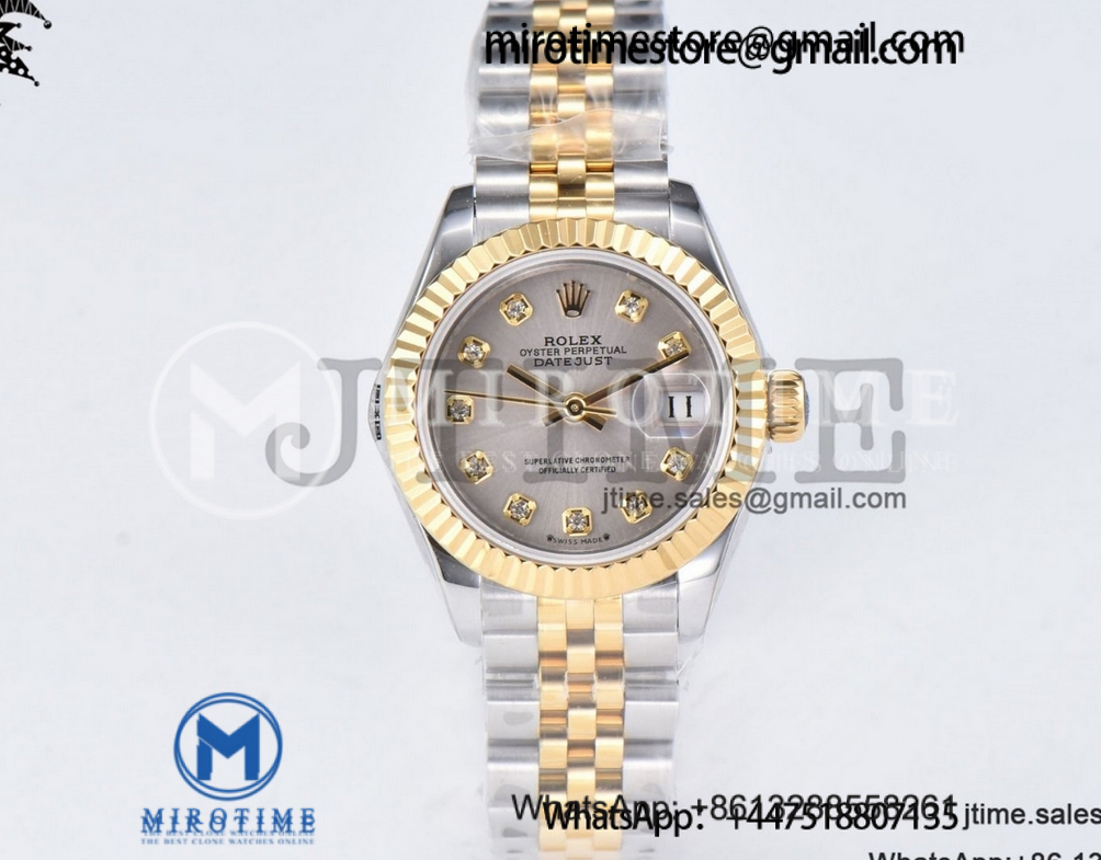 Datejust 28 Ladies SS/YG WF Silver Dial Fluted Bezel on YG/SS Jubilee Bracelet A2671