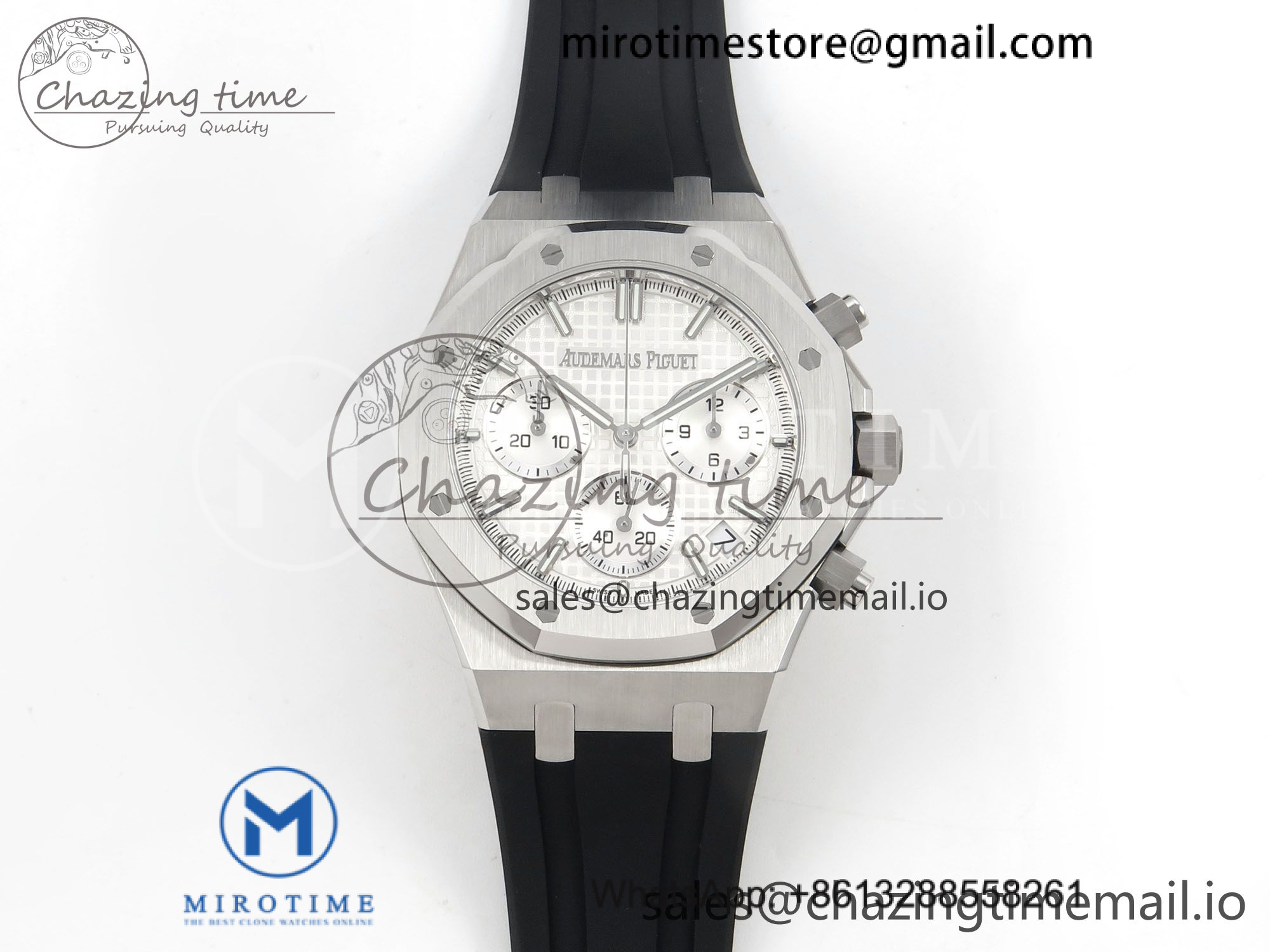Royal Oak Chrono 26240 SS DDF 1:1 Best Edition White Dial on Black Rubber Strap DD4401 Super Clone (SW Dial)