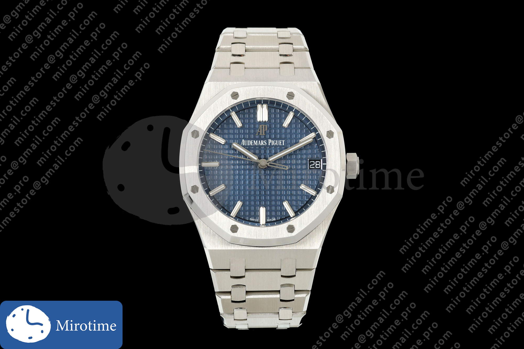 Royal Oak 41mm 15500 SS ZF 1:1 Best Edition Blue Textured Dial on SS Bracelet SA4302 Super Clone V4 (Free Sprung)