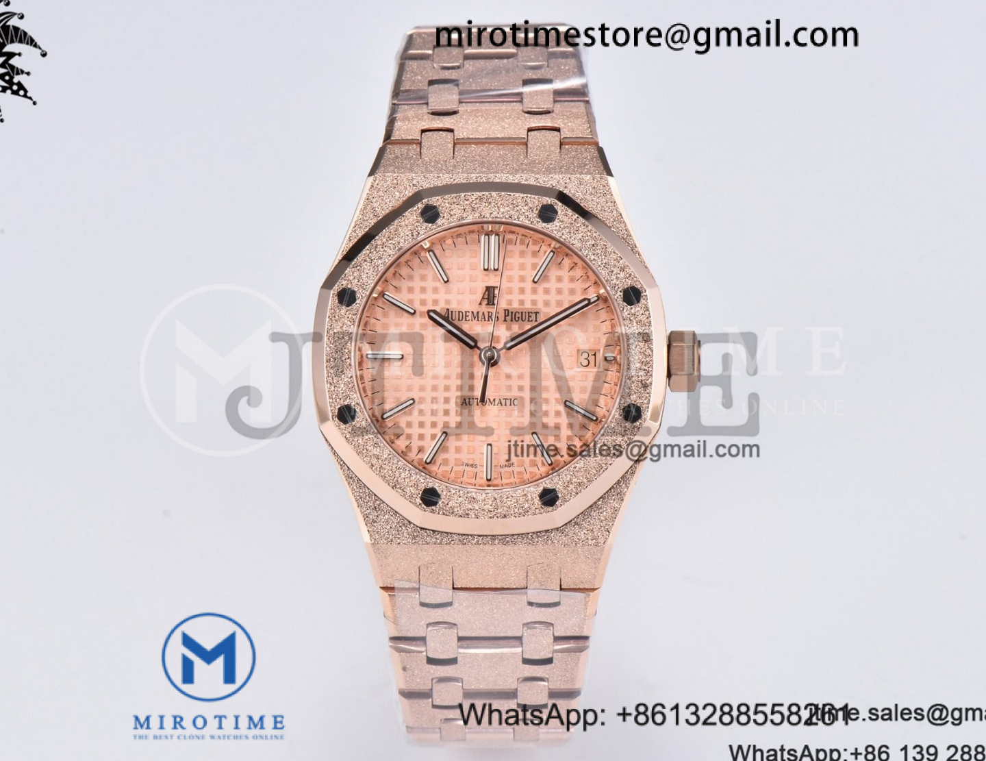 Royal Oak 37mm 15454 Frosted RG APSF 1:1 Best Edition RG Textured Dial on Frosted RG Bracelet SA3120 Super Clone