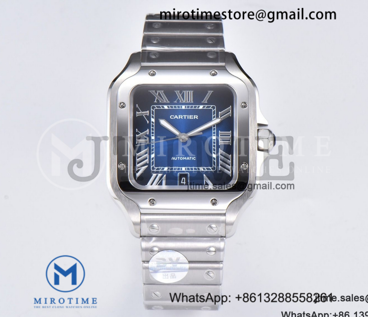 Santos de Cartier XL 40mm SS BVF 1:1 Best Edition Blue Dial on SS Bracelet MIYOTA 9015