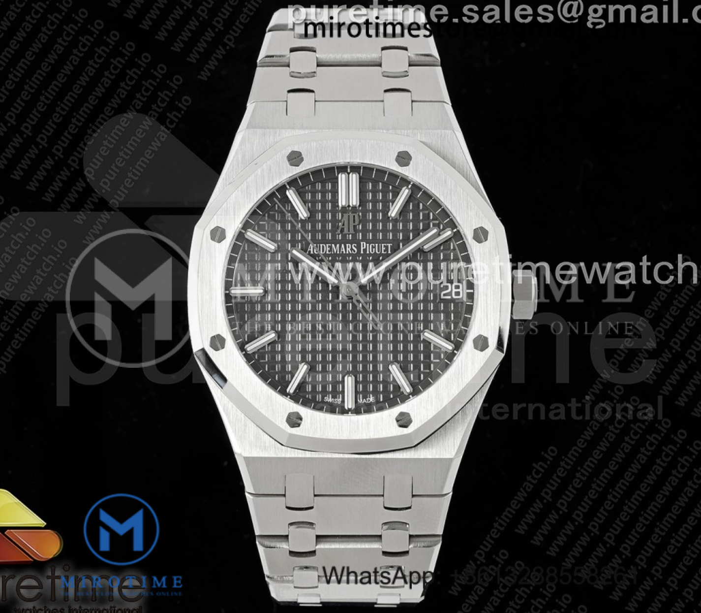 Royal Oak 41mm 15500 SS APSF 1:1 Best Edition Gray Textured Dial on SS Bracelet SA4302 Super Clone