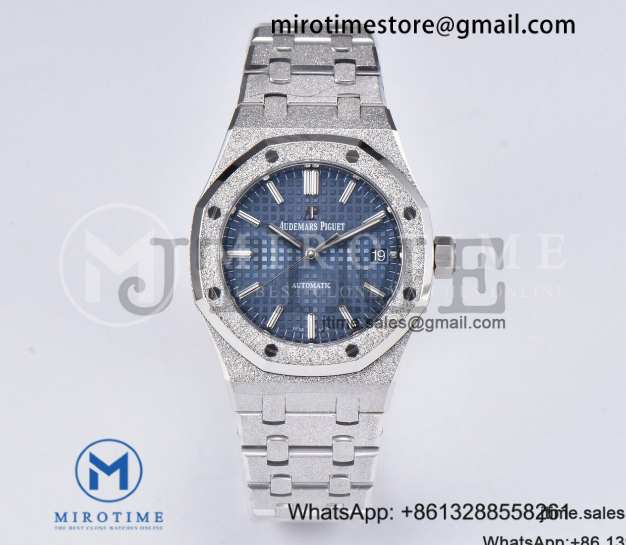 Royal Oak 37mm 15454 Frosted SS APSF 1:1 Best Edition Blue Textured Dial on Frosted SS Bracelet SA3120 Super Clone