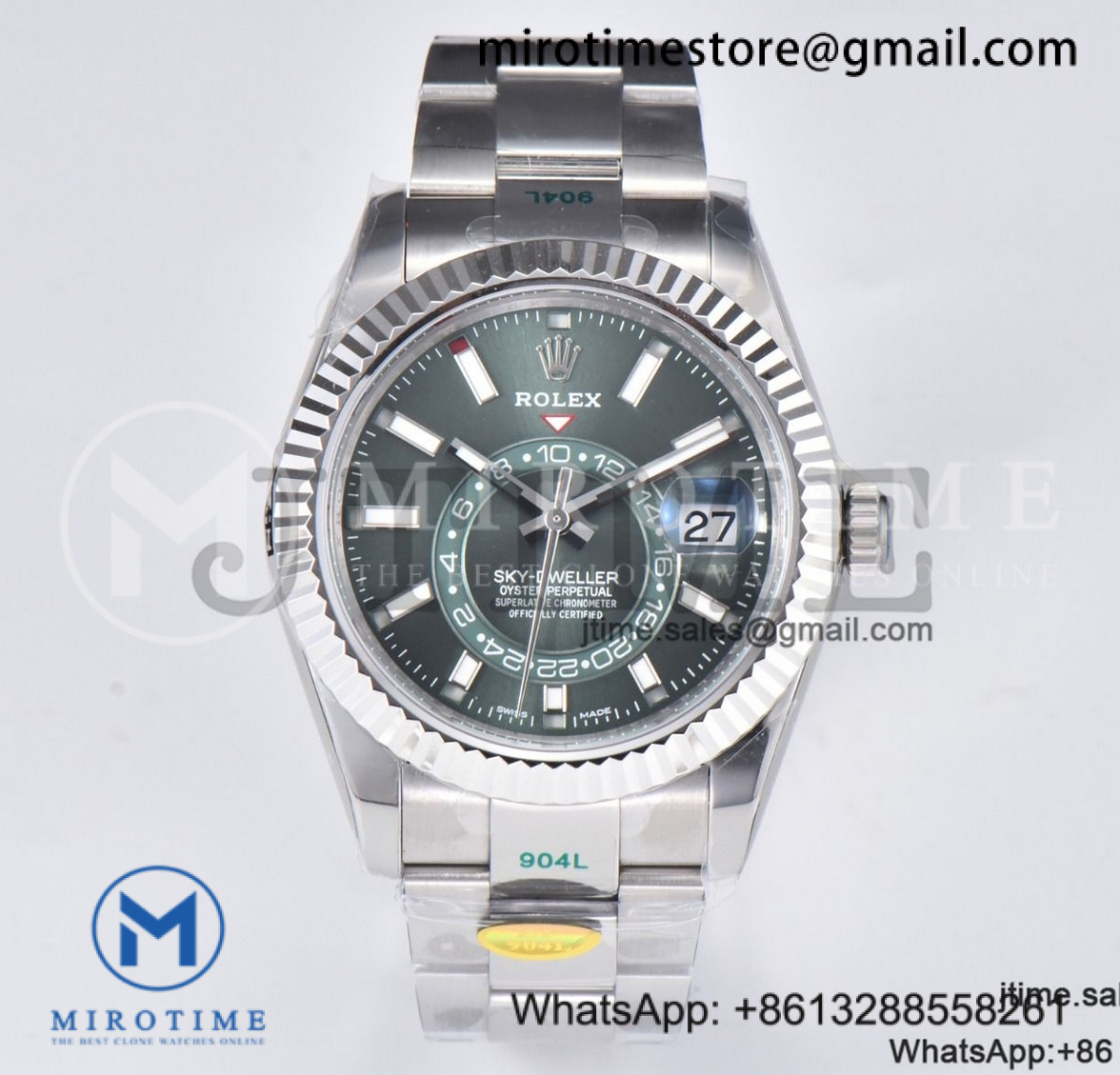 Sky-Dweller 326934 904L SS ZF 1:1 Best Edition Green Dial on SS Bracelet Asian 2824