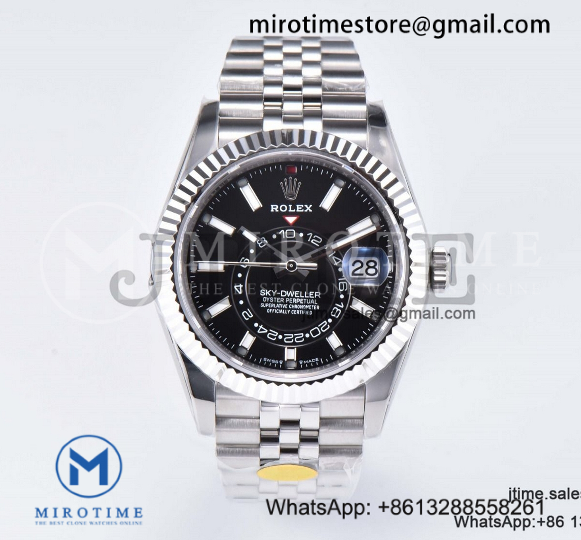 Sky-Dweller 326934 904L SS ZF 1:1 Best Edition Black Dial on SS Jubilee Bracelet A2824