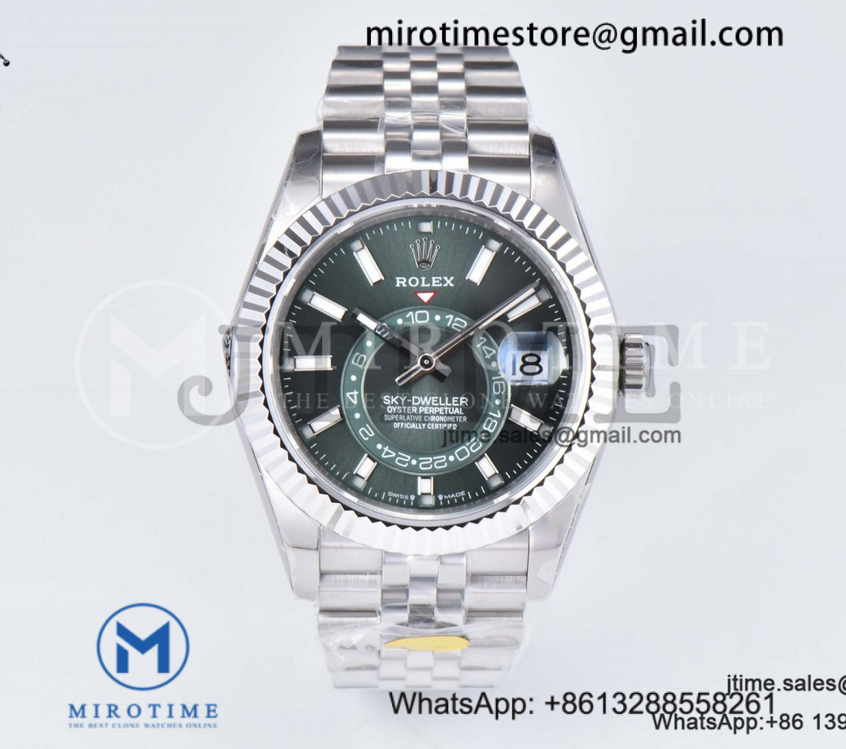 Sky-Dweller 326934 904L SS ZF 1:1 Best Edition Green Dial on SS Jubilee Bracelet A2824