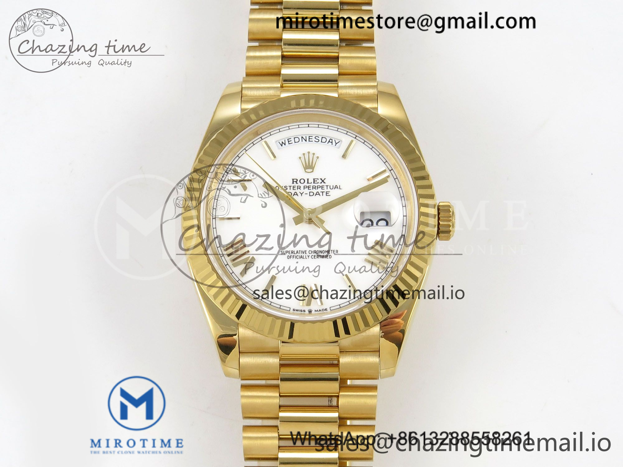 Day Date 40 YG 228238 QF 1:1 Best Edition White Roman Dial on President Bracelet VR3255 V8 (190g)