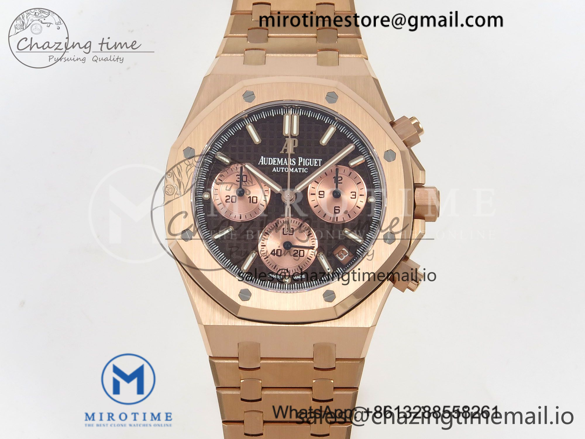 Royal Oak Chrono 26240 RG DDF 1:1 Best Edition Brown/RG Dial on RG Bracelet DD4401 Super Clone Gain Weight (SW Dial)