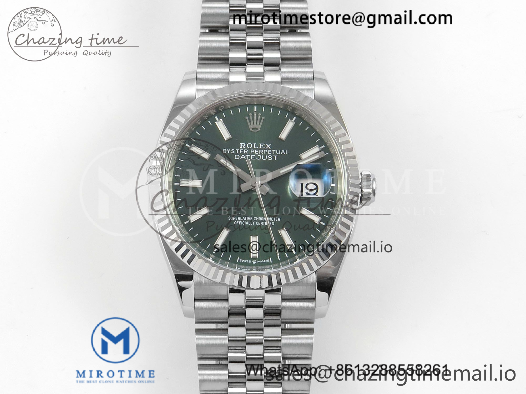 DateJust 36 126334 904L SS Clean Plus 1:1 Best Edition Green Dial on Jubilee Bracelet DD3235