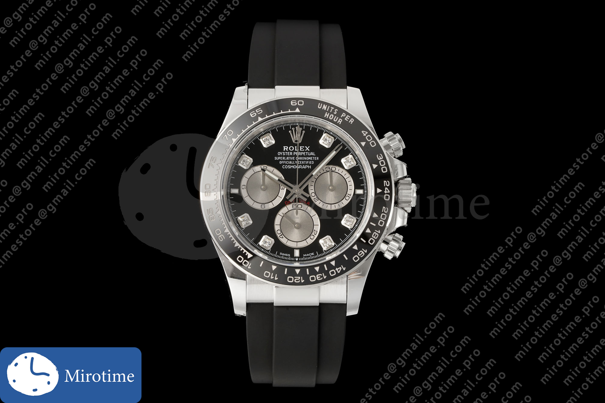 Daytona 126519 RWF 1:1 Best Edition Black/Silver Diamonds Dial on Oysterflex Strap JH4131 (Free Sprung)