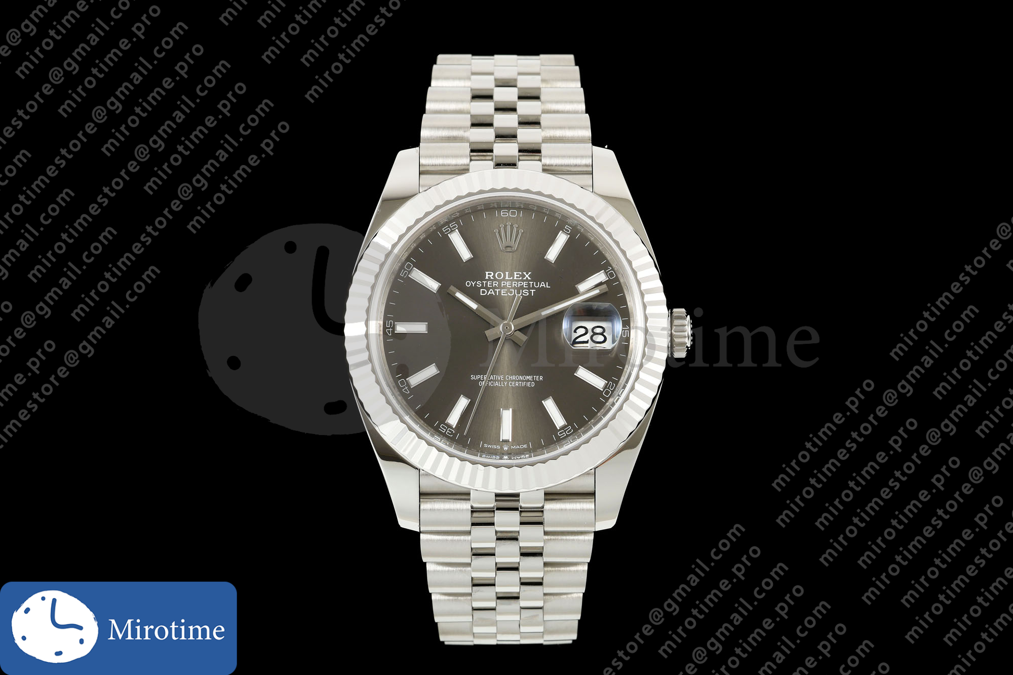 DateJust 41 126334 SEEK 1:1 Best Edition 904L Steel Gray Stick Dial on Jubilee Bracelet VR3235