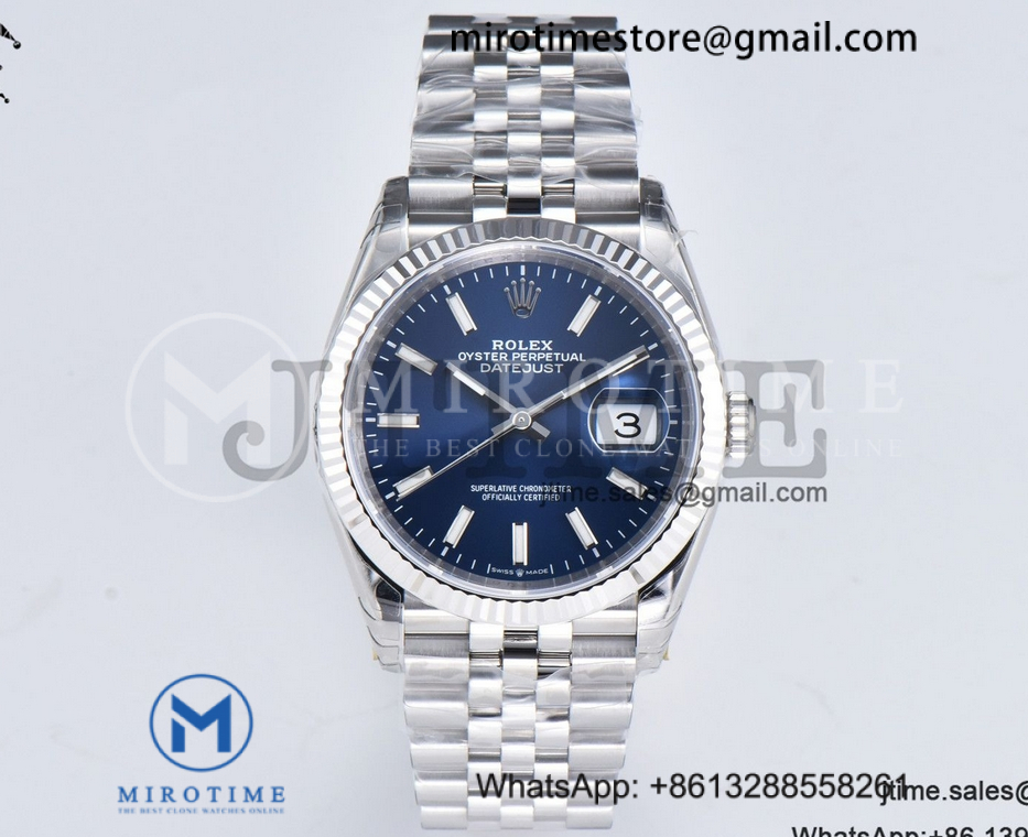 DateJust 36 126234 904L SS VSF 1:1 Best Edition Fluted Bezel  Blue Dial on Jubilee Bracelet VS3235