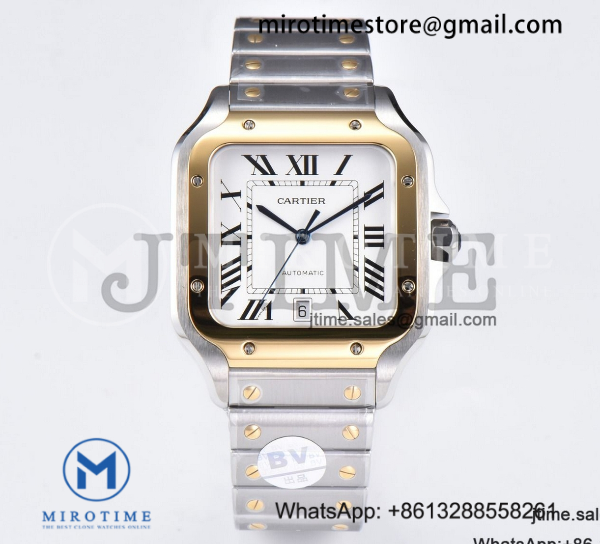 Santos de Cartier XL 40mm SS/YG BVF 1:1 Best Edition White Dial on SS/YG Bracelet MIYOTA 9015