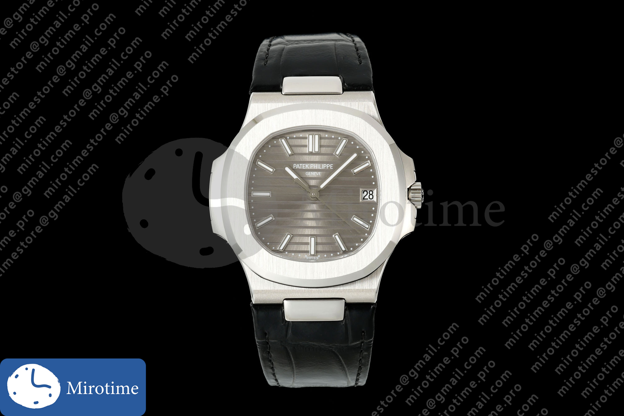Nautilus 5711 SS BBF 1:1 Best Edition Gray Dial on Black Leather Strap DPB330 Super Clone