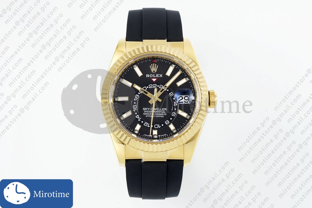 Sky-Dweller 336238 YG ZF 1:1 Best Edition Black Dial on Oysterflex Strap A23J (Gain Weight)