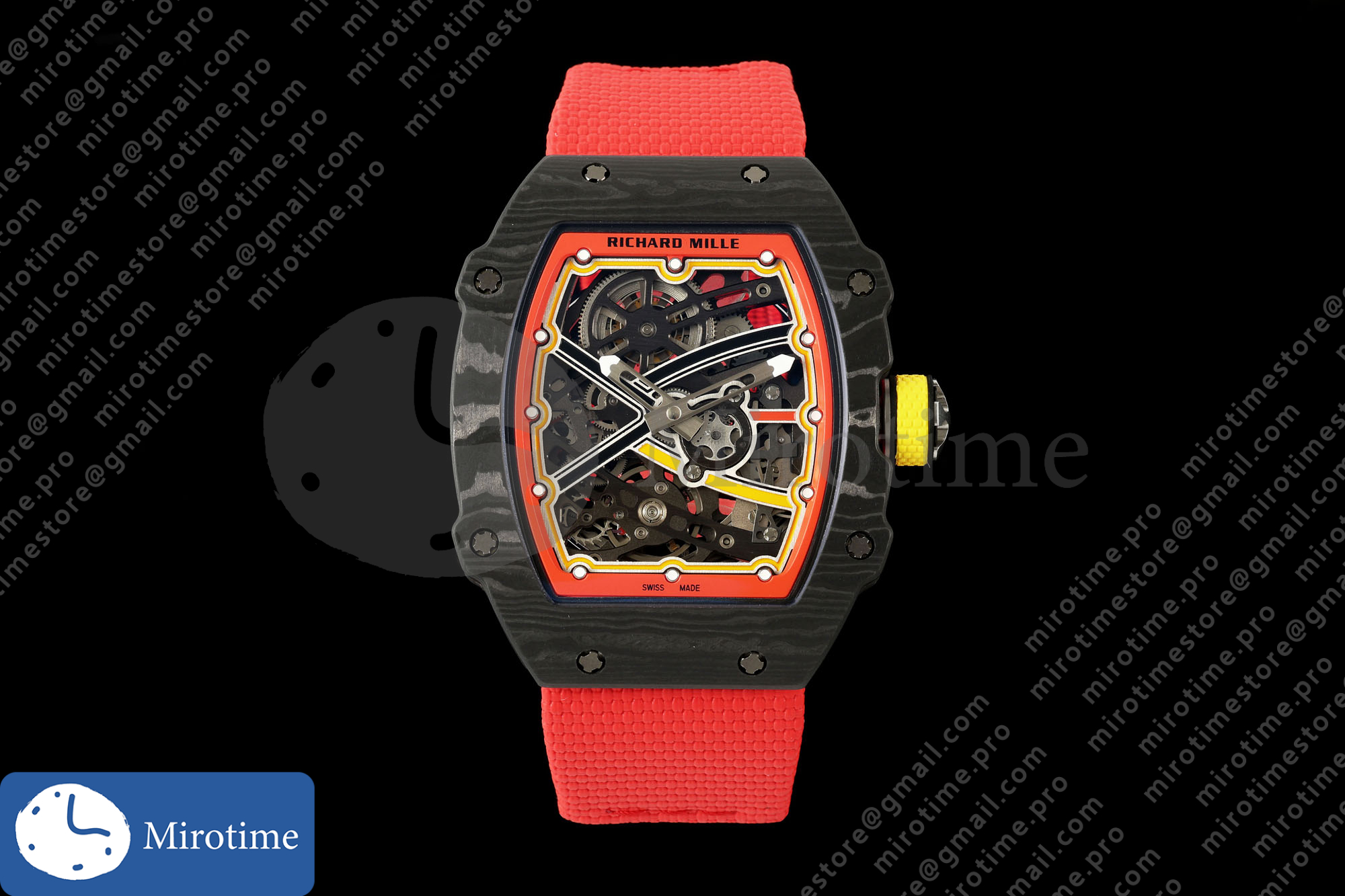 Umi Maker’s RM67-02 Black NTPT Alexander Black/Red/Yellow Skeleton Dial on Nylon strap CRMA7 Clone V2