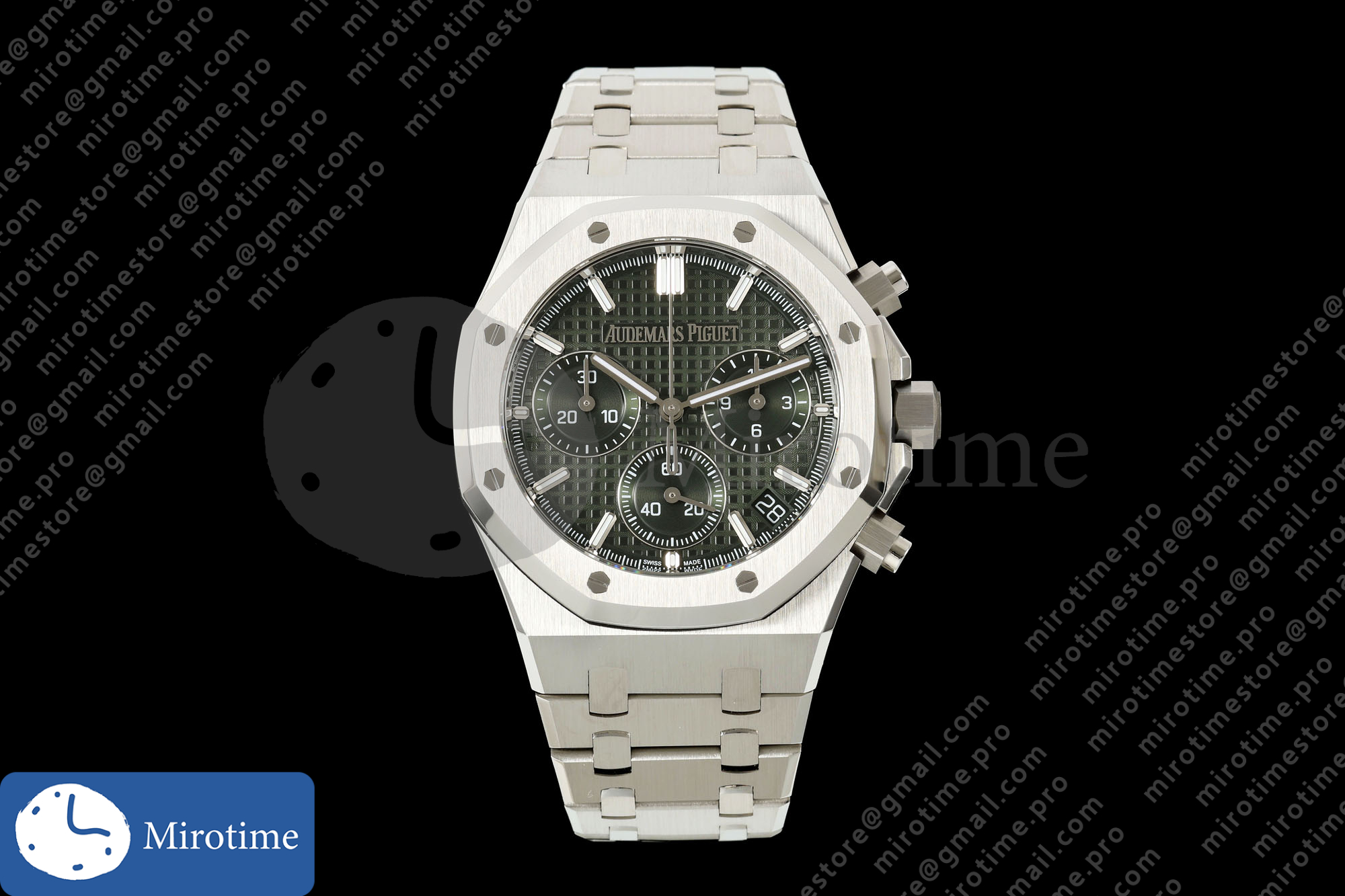 Royal Oak Chrono 26240 SS ZF 1:1 Best Edition Green Dial on SS Bracelet SA4401 Super Clone V2 (Free Sprung)
