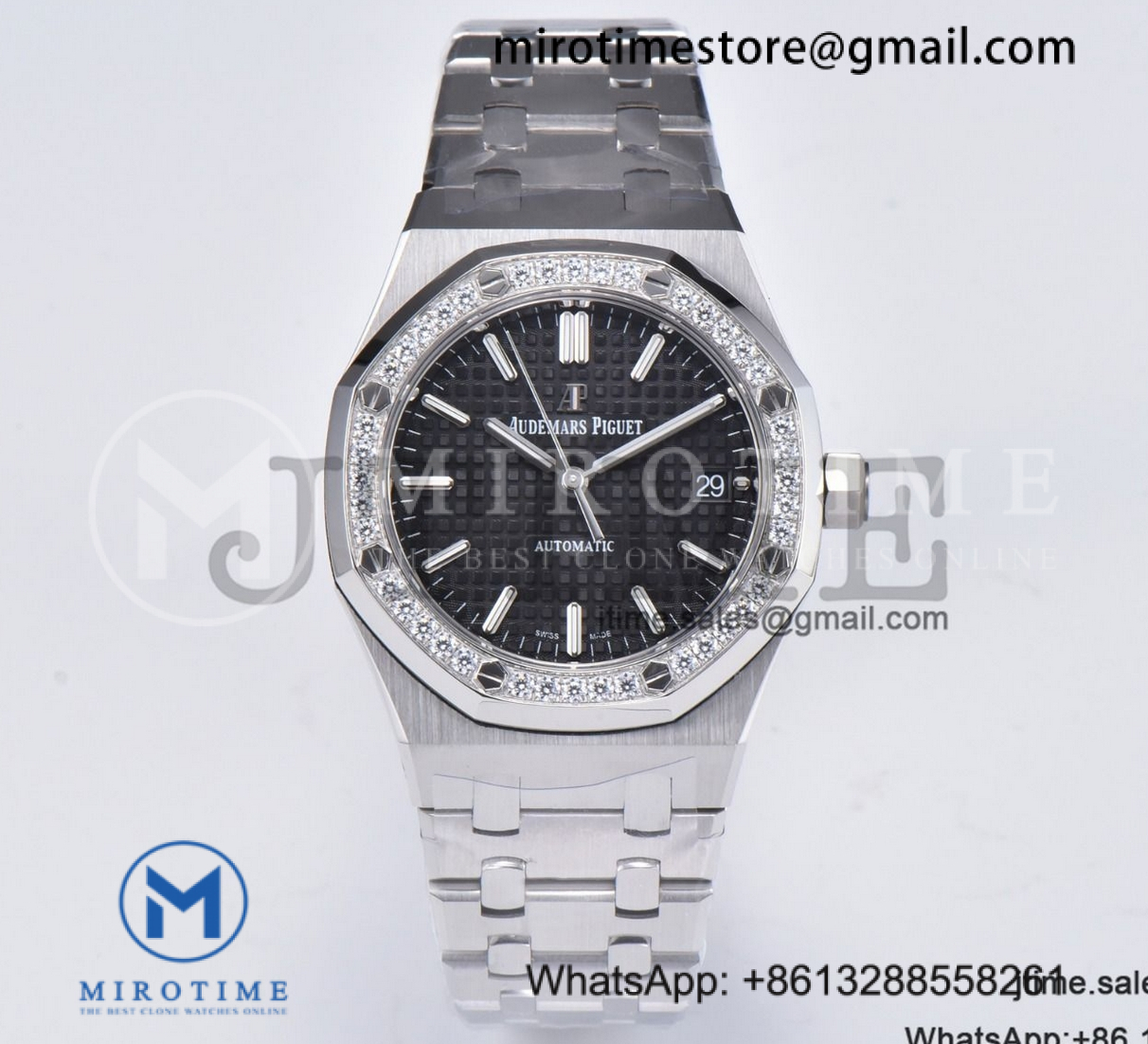 Royal Oak 37mm 15451 SS APSF 1:1 Best Edition Black Textured Dial on SS Bracelet SA3120 Super Clone