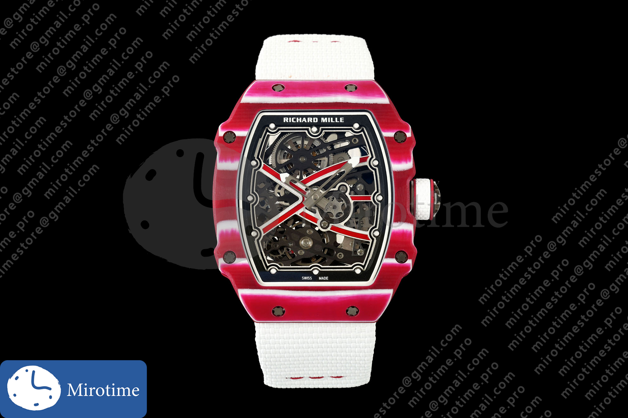 Umi Maker’s RM67-02 Red NTPT Mutaz Red Skeleton Dial on Nylon strap CRMA7 Clone V2